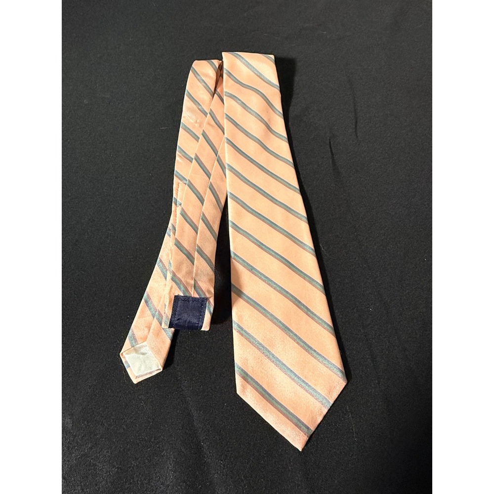 Learbury Briar Mens Pink Striped Silk Cotton Blend Oxford Necktie Hand Fashioned